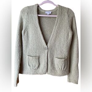 ANN TAYLOR - LOFT Cozy Chunky Knit Cardigan Sweater | Soft Sage Green | Size S